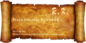 Ruzsinszky Kristóf névjegykártya